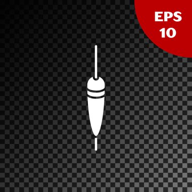 Beyaz Balıkçılık float simgesi şeffaf koyu arka plan üzerinde izole. Olta takımı. Vektör İllüstrasyonu