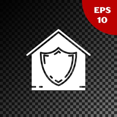 Beyaz Saray şeffaf koyu arka plan üzerinde izole koruma simgesi altında. Koruma, güvenlik, güvenlik, koruma, savunma konsepti. Vektör İllüstrasyonu