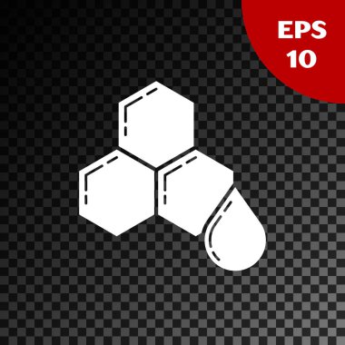 Beyaz Petek simgesi şeffaf koyu arka plan üzerinde izole. Bal hücreleri sembolü. Tatlı doğal yemekler. Vektör İllüstrasyonu