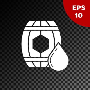 Şeffaf koyu arka plan üzerinde izole bal simgesi ile Beyaz Ahşap varil. Vektör İllüstrasyonu