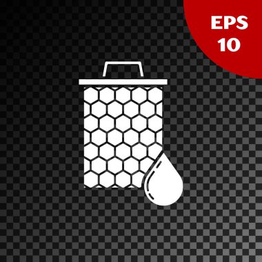 Beyaz Petek simgesi şeffaf koyu arka plan üzerinde izole. Bal hücreleri sembolü. Tatlı doğal yemekler. Vektör İllüstrasyonu