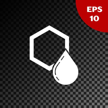 Beyaz Petek simgesi şeffaf koyu arka plan üzerinde izole. Bal hücreleri sembolü. Tatlı doğal yemekler. Vektör İllüstrasyonu