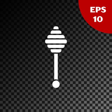 Beyaz Bal dipper sopa simgesi şeffaf koyu arka plan üzerinde izole. Bal kepçesi. Vektör İllüstrasyonu