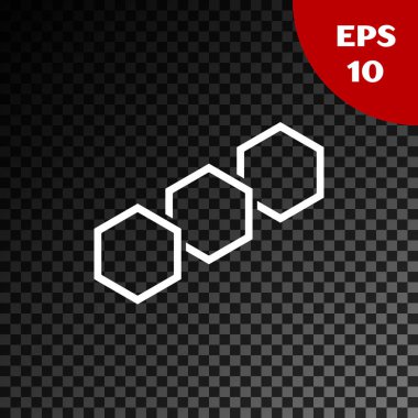 Beyaz Petek simgesi şeffaf koyu arka plan üzerinde izole. Bal hücreleri sembolü. Tatlı doğal yemekler. Vektör İllüstrasyonu