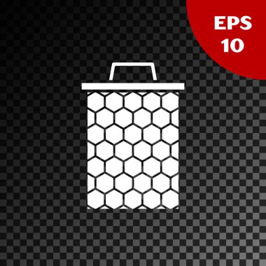 Beyaz Petek simgesi şeffaf koyu arka plan üzerinde izole. Bal hücreleri sembolü. Tatlı doğal yemekler. Vektör İllüstrasyonu