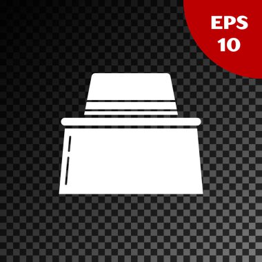 Şeffaf koyu arka plan üzerinde izole şapka simgesi korumak ile Beyaz Arıcı. Özel koruyucu üniforma. Vektör İllüstrasyonu