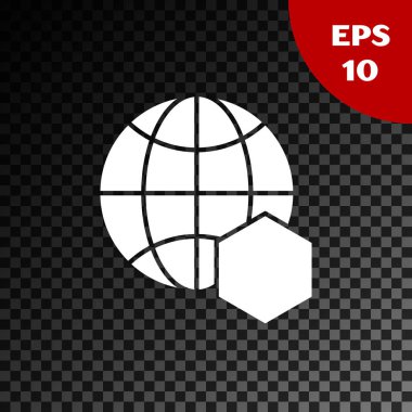 Saydam koyu arka plan üzerinde izole dünya simgesibeyaz Petek haritası. Dünya arı günü. Kavram ekolojik olay. Vektör İllüstrasyonu