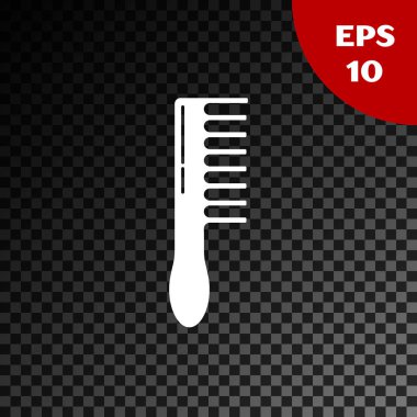 Saydam koyu arka plan da yalıtılmış Beyaz Saç Fırçası simgesi. Saç işaretini taramak. Berber sembolü. Vektör İllüstrasyonu