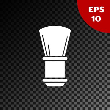 Saydam koyu arka planda yalıtılmış beyaz tıraş fırçası simgesi. Berber dükkanı sembolü. Vektör İllüstrasyonu