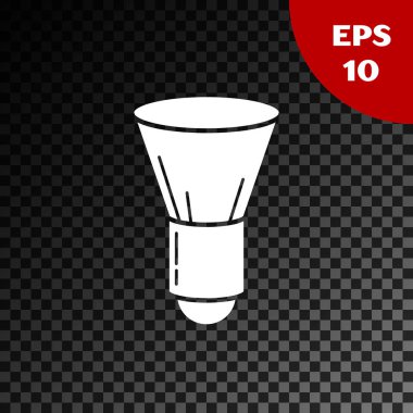 Saydam koyu arka planda yalıtılmış beyaz tıraş fırçası simgesi. Berber dükkanı sembolü. Vektör İllüstrasyonu