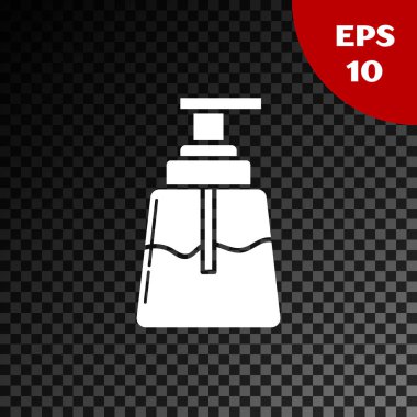 Saydam koyu arka plan da yalıtılmış Beyaz Tıraş Sonrası simgesi. Köln sprey simgesi. Erkek parfüm şişesi. Vektör İllüstrasyonu