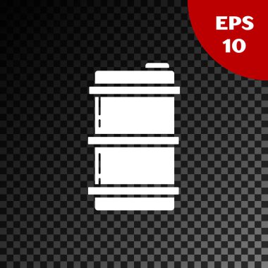 Beyaz Metal fıçı simgesi şeffaf koyu arka plan üzerinde izole. Vektör İllüstrasyonu