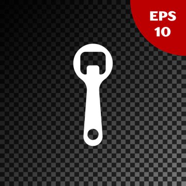 Saydam koyu arka planda yalıtılmış Beyaz Şişe açıcı simgesi. Vektör İllüstrasyonu