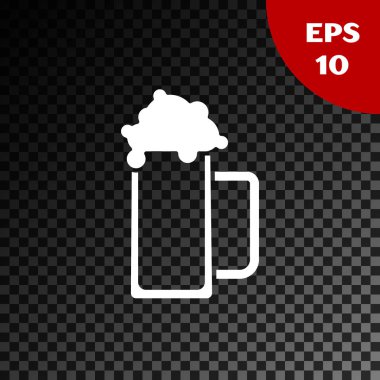 Şeffaf koyu arka plan üzerinde izole bira simgesi Beyaz Cam. Vektör İllüstrasyonu