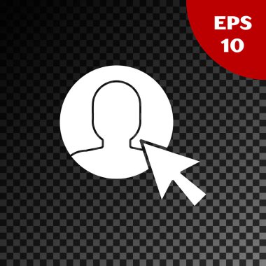 Şeffaf koyu arka plan üzerinde izole iş elbisesi simgesi adam Beyaz Kullanıcı. İş avatarı simgesi - kullanıcı profili simgesi. Erkek kullanıcı işareti. Vektör İllüstrasyonu