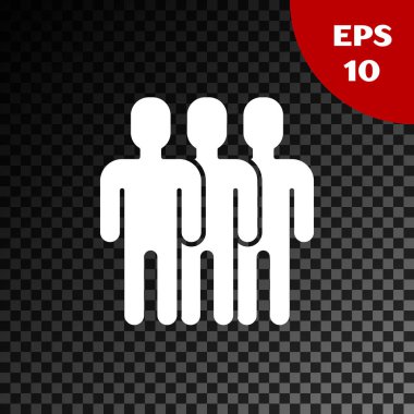 Beyaz kullanıcılar Grup simgesi şeffaf koyu arka planda yalıtılmış. İnsan grubu simgesi. İş avatar sembolü-kullanıcılar profil simgesi. Vektör Illustration