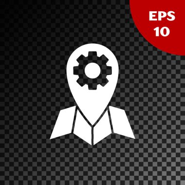 Saydam koyu arka planda yalıtılmış Beyaz Konum iş simgesi. Vektör İllüstrasyonu