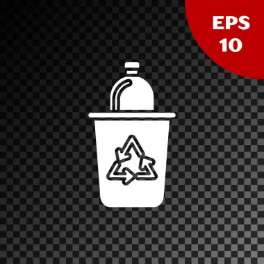 Saydam koyu arka plan da yalıtılmış geri dönüşüm simgesi simgeli Beyaz Geri Dönüşüm kutusu. Çöp kutusu simgesi. Çöp kutusu tabelası. Sepet işaretini geri dönüştürün. Vektör İllüstrasyonu