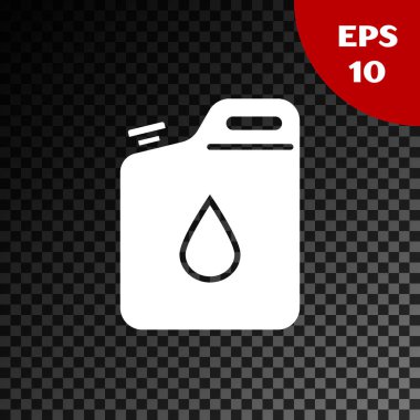 Şeffaf koyu arka plan üzerinde izole benzin simgesi için Beyaz Kutu. Dizel gaz simgesi. Vektör İllüstrasyonu