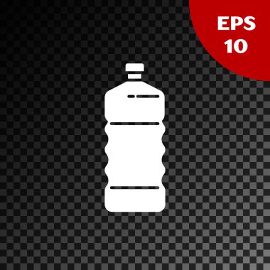 Şeffaf koyu arka plan üzerinde izole Beyaz Plastik şişe simgesi. Vektör İllüstrasyonu