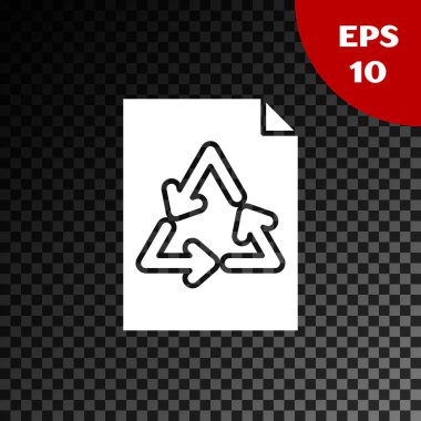 Saydam koyu arka plan üzerinde yalıtılmış geri dönüşüm simgesine sahip Beyaz Kağıt. Vektör İllüstrasyonu