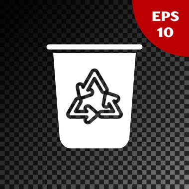 Saydam koyu arka plan da yalıtılmış geri dönüşüm simgesi simgeli Beyaz Geri Dönüşüm kutusu. Çöp kutusu simgesi. Çöp kutusu tabelası. Sepet işaretini geri dönüştürün. Vektör İllüstrasyonu