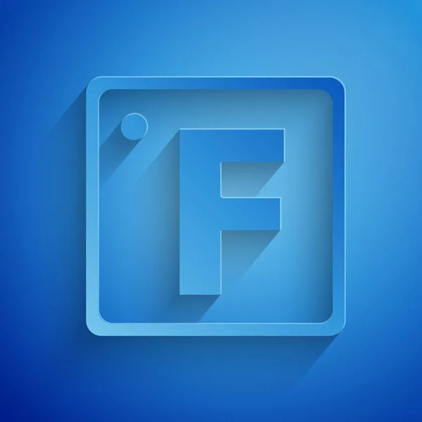 Střih papíru Fahrenheit ikona izolovaná na modrém pozadí. Styl papírového umění. Vektorová ilustrace — Stockový vektor