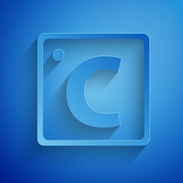 Το χαρτί cut Κελσίου εικονίδιο απομονώνεται σε μπλε φόντο. Καλλιτεχνικό στυλ. Απεικόνιση διανυσματικών φορέων — Διανυσματικό Αρχείο