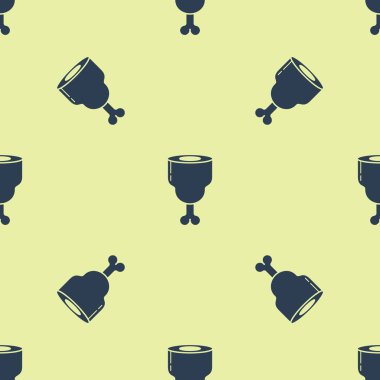 Mavi Tavuk bacak simgesi sarı arka plan üzerinde dikişsiz desen izole. Tavuk baget. Vektör İllüstrasyonu