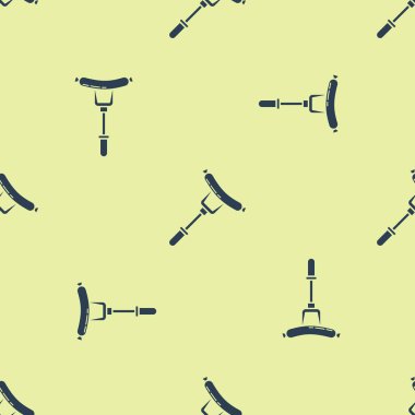 Çatal simgesi üzerinde Mavi Sosis sarı arka plan üzerinde izole dikişsiz desen. Izgara sosis ve aroma işareti. Vektör İllüstrasyonu