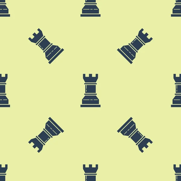 青いビジネス戦略アイコンは、黄色の背景にシームレスなパターンを分離しました。チェスのシンボル。ゲーム、経営、金融ベクトルイラストレーション — ストックベクタ