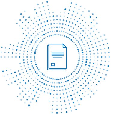 Mavi çizgi Dosya belge simgesi beyaz arka planda yalıtılmış. Denetim listesi simgesi. İş konsepti. Soyut daire rasgele nokta. Vektör İllüstrasyonu