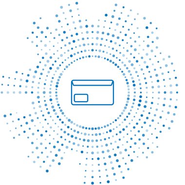 Mavi çizgi Zarf simgesi beyaz arka planda yalıtılmış. E-posta ileti mektubu simgesi. Soyut daire rasgele nokta. Vektör İllüstrasyonu