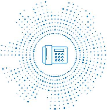 Mavi çizgi Telefon simgesi beyaz arka planda yalıtılmış. Sabit telefon. Soyut daire rasgele nokta. Vektör İllüstrasyonu