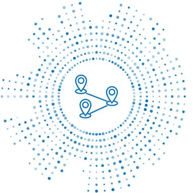 Mavi çizgi Rota konum simgesi beyaz arka planda yalıtılmış. Harita işaretçisi işareti. Yol veya yol kavramı. Gps navigasyon cihazı. Soyut daire rasgele nokta. Vektör İllüstrasyonu