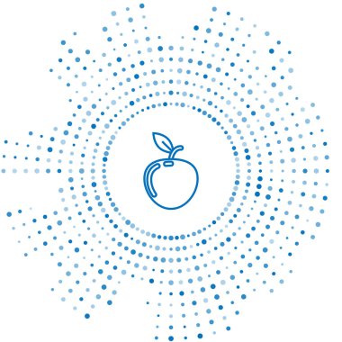 Mavi çizgi Apple simgesi beyaz arka planda yalıtılmış. Yaprak sembolü olan meyve. Soyut daire rasgele nokta. Vektör İllüstrasyonu