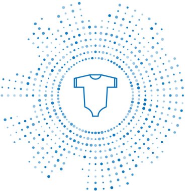Mavi çizgi Bebek giysileri simgesi beyaz arka plan üzerinde izole. Kız ve erkek bebek kıyafetleri. Bebek bodysuit. Soyut daire rasgele nokta. Vektör İllüstrasyonu