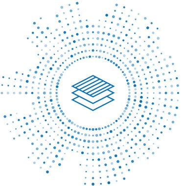 Mavi çizgi Tekstil kumaş rulo simgesi beyaz arka plan üzerinde izole. Rulo, paspas, halı, kumaş, halı veya kağıt rulo simgesi. Soyut daire rasgele nokta. Vektör İllüstrasyonu