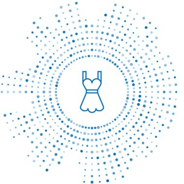 Mavi çizgi Kadın elbise simgesi beyaz arka plan üzerinde izole. Kıyafet işareti. Soyut daire rasgele nokta. Vektör İllüstrasyonu