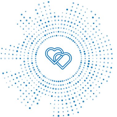 Mavi çizgi İki Bağlantılı Kalpler simgesi beyaz arka plan üzerinde izole. Romantik sembol bağlantılı, katılmak, tutku ve düğün. Sevgililer günü sembolü. Soyut daire rasgele nokta. Vektör İllüstrasyonu