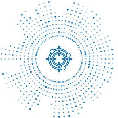 Mavi çizgi Hedef spor beyaz arka plan üzerinde izole rekabet simgesi çekim için. Atış poligonu veya tabanca atışı için numaralarla hedefi temizleyin. Soyut daire rasgele nokta. Vektör İllüstrasyonu