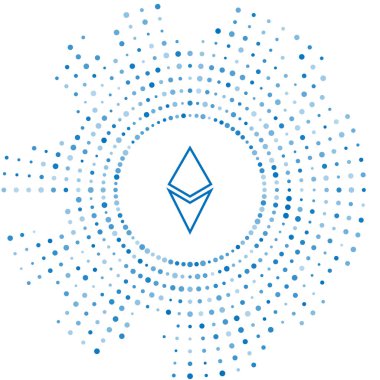 Mavi çizgi Cryptocurrency sikke Ethereum Eth simgesi beyaz arka plan üzerinde izole. Altcoin sembolü. Blockchain tabanlı güvenli kripto para birimi. Soyut daire rasgele nokta. Vektör İllüstrasyonu