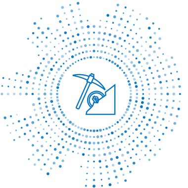 Mavi çizgi Cryptocurrency bulut madenciliği simgesi beyaz arka planda yalıtılmış. Kazma ile bulut, bitcoin, dijital para piyasası, cryptocoin cüzdan. Soyut daire rasgele nokta. Vektör İllüstrasyonu