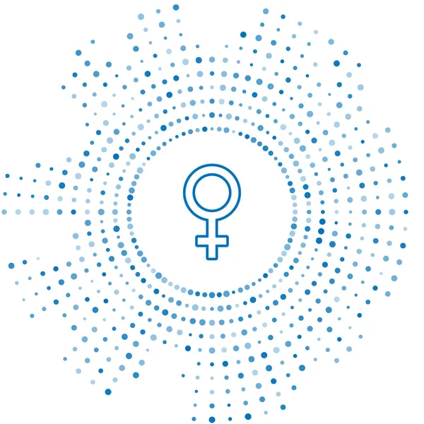 파란색 선 흰색 배경에 격리 된 여성 성별 기호 아이콘입니다. 금성 기호입니다. 여성 유기체 또는 여성의 상징. 추상 원 임의의 점. 벡터 일러스트레이션 — 스톡 벡터