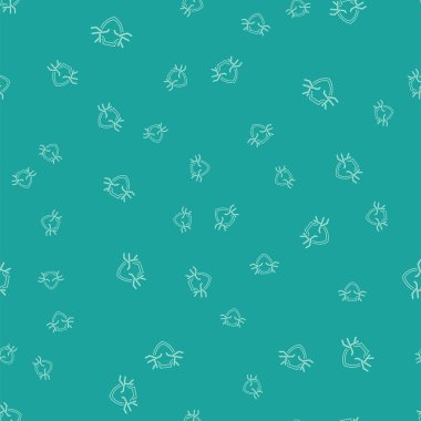 Kalkan simgesi yeşil geyik boynuzları yeşil arka plan üzerinde izole dikişsiz desen. Duvarda av ganimeti. Vektör İllüstrasyonu