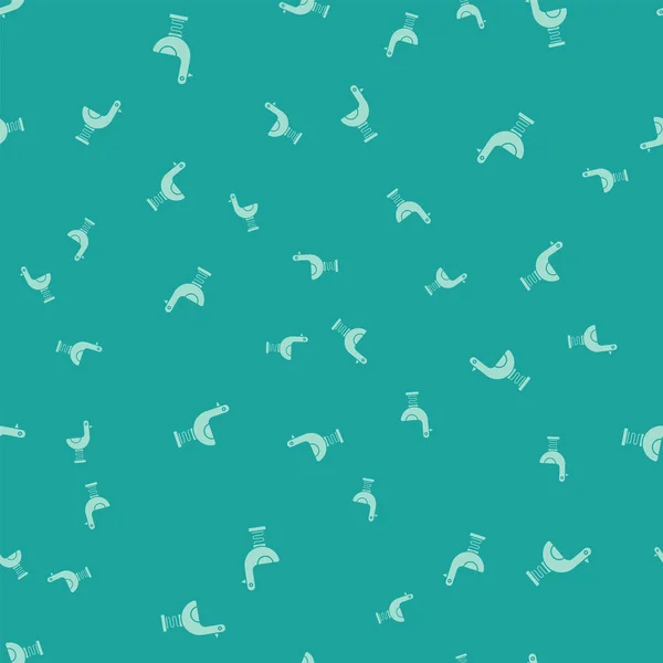 Green Riding niño pato icono aislado patrón sin costuras sobre fondo verde. Ilustración vectorial — Vector de stock
