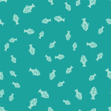 Yeşil Balık simgesi yeşil arka plan üzerinde sorunsuz desen izole. Vektör İllüstrasyonu