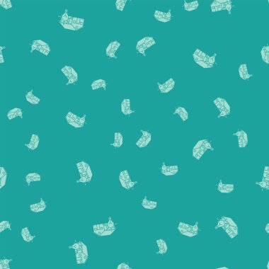 Yeşil Akıllı ev ve ampul simgesi yeşil arka plan üzerinde sorunsuz desen izole. Vektör İllüstrasyonu