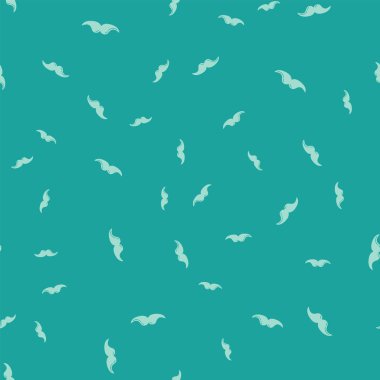 Yeşil Bıyık simgesi yeşil arka plan üzerinde sorunsuz desen izole. Berber dükkanı sembolü. Yüz saç stili. Vektör İllüstrasyonu