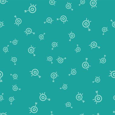 Yeşil arka plan üzerinde izole ok simgesi ile Yeşil Hedef. Dart tahtası tabelası. Okçuluk tahtası simgesi. Dart tahtası işareti. İş hedefi kavramı. Vektör İllüstrasyonu